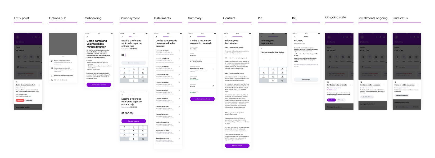Nubank's installments flow